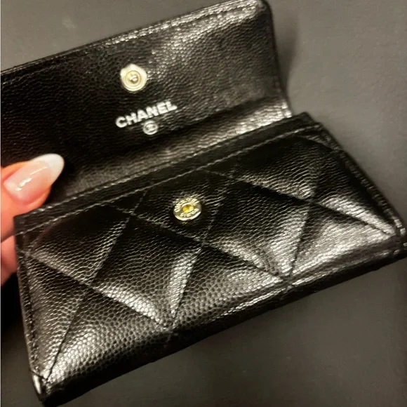 Chanel Quilted Caviar CC Flap Card Holder Black with Black Hardware - Picture 10 of 13